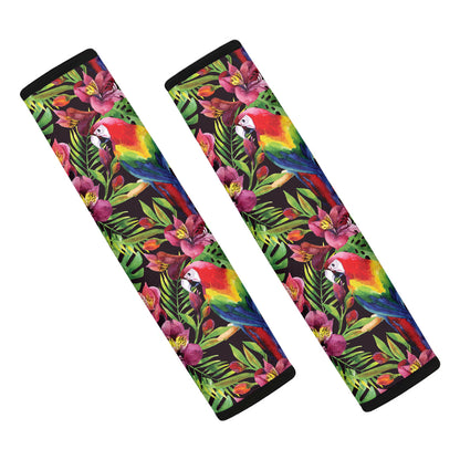 Watercolor Parrot Pattern Print Car Seat Belt Covers