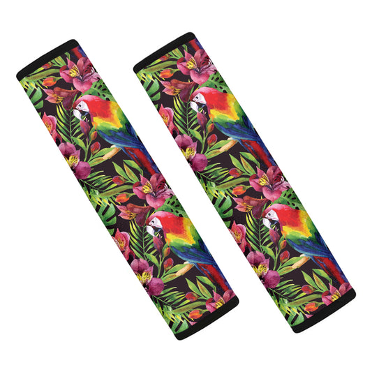 Watercolor Parrot Pattern Print Car Seat Belt Covers