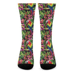 Watercolor Parrot Pattern Print Crew Socks