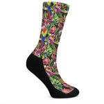 Watercolor Parrot Pattern Print Crew Socks