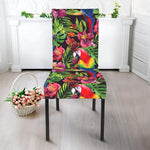Watercolor Parrot Pattern Print Dining Chair Slipcover