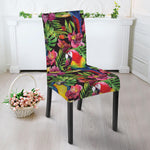 Watercolor Parrot Pattern Print Dining Chair Slipcover