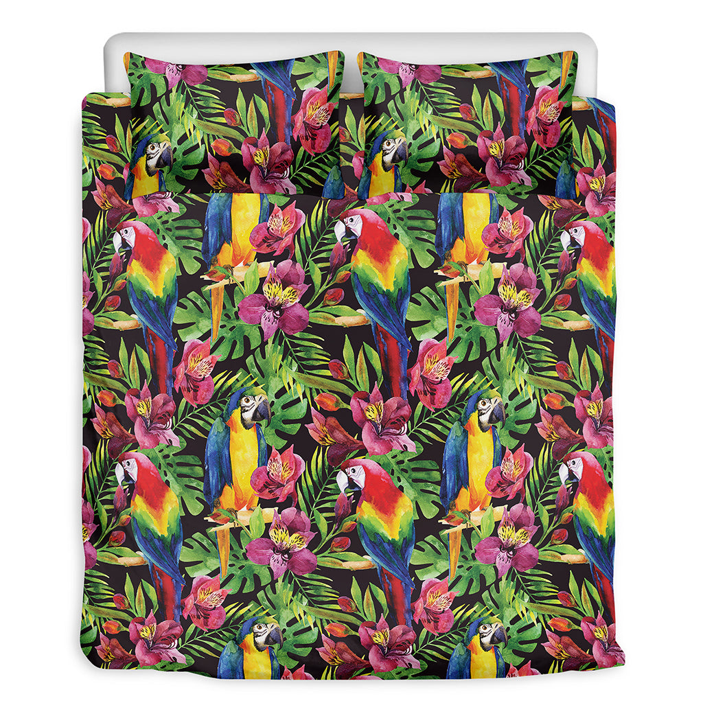 Watercolor Parrot Pattern Print Duvet Cover Bedding Set