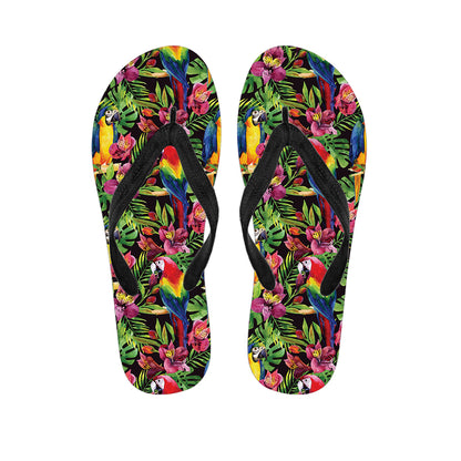 Watercolor Parrot Pattern Print Flip Flops