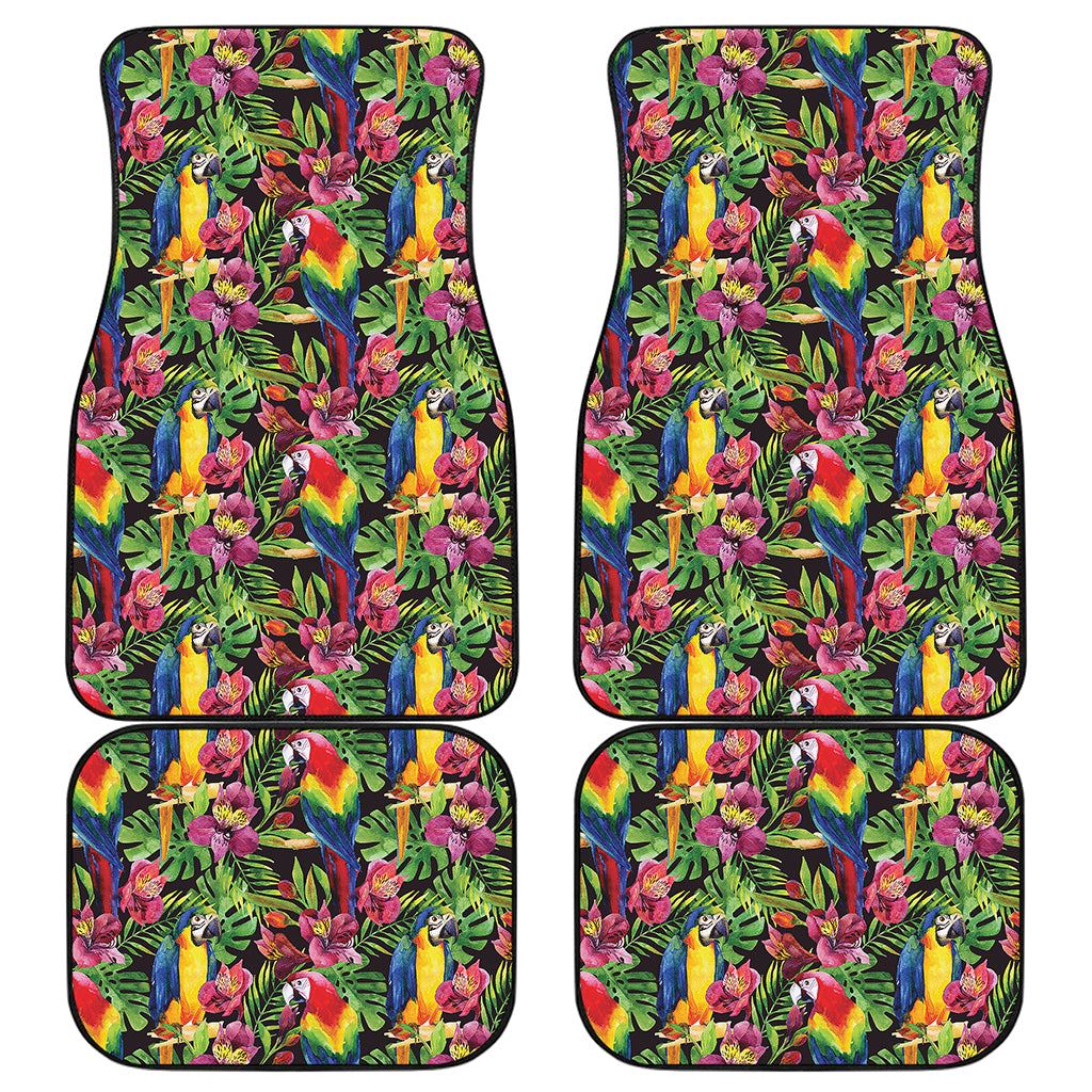 Watercolor Parrot Pattern Print Front and Back Car Floor Mats