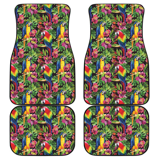 Watercolor Parrot Pattern Print Front and Back Car Floor Mats