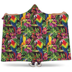 Watercolor Parrot Pattern Print Hooded Blanket