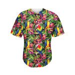 Watercolor Parrot Pattern Print Men's Baseball Jersey