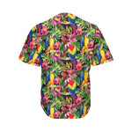 Watercolor Parrot Pattern Print Men's Baseball Jersey