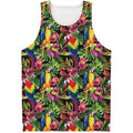 Watercolor Parrot Pattern Print Men's Tank Top