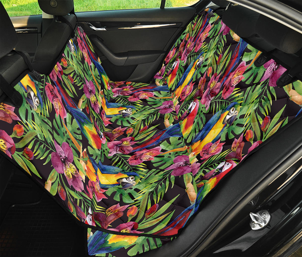 Watercolor Parrot Pattern Print Pet Car Back Seat Cover