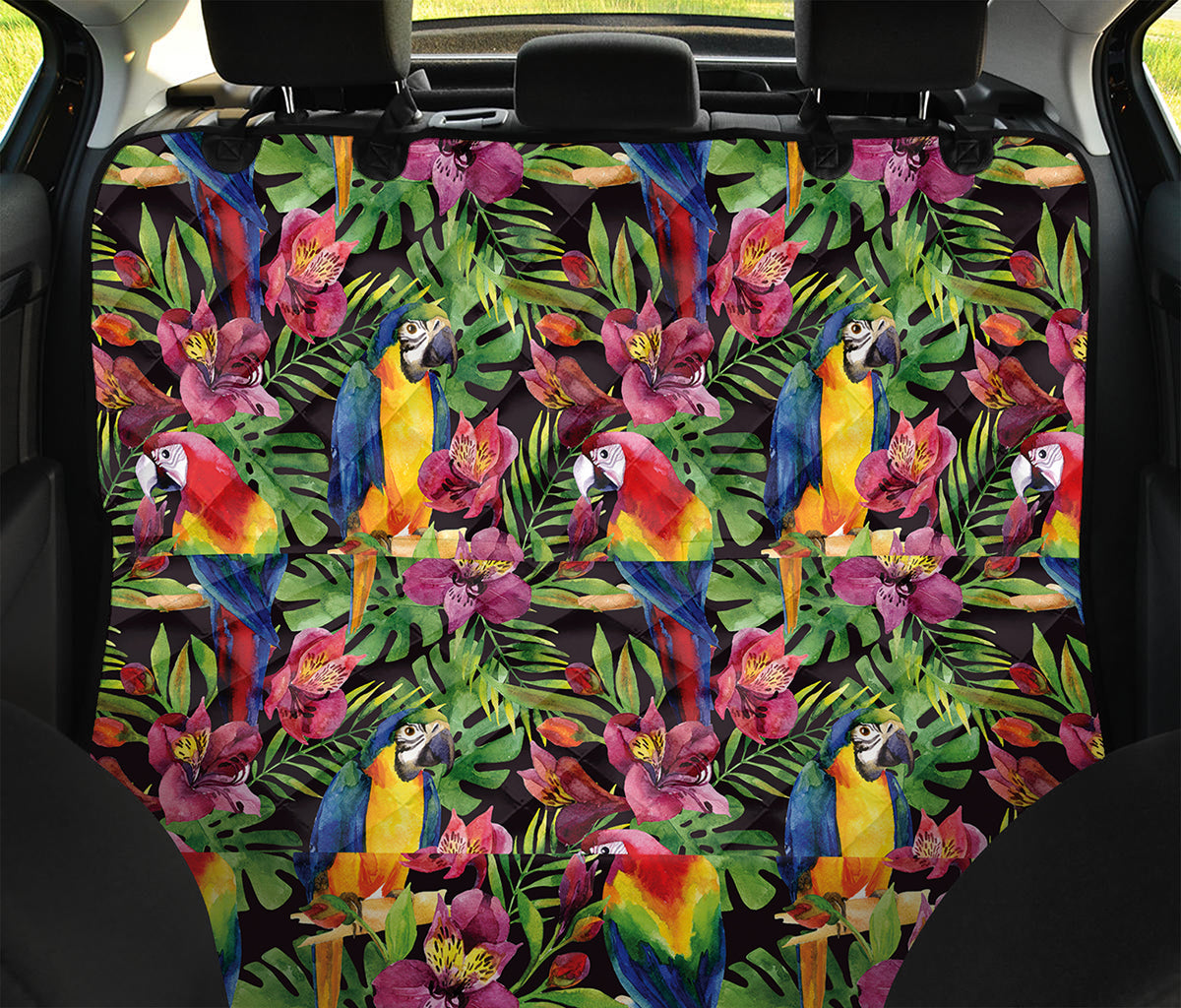 Watercolor Parrot Pattern Print Pet Car Back Seat Cover
