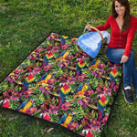 Watercolor Parrot Pattern Print Quilt
