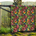 Watercolor Parrot Pattern Print Quilt