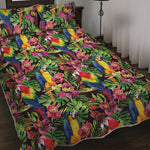 Watercolor Parrot Pattern Print Quilt Bed Set