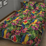 Watercolor Parrot Pattern Print Quilt Bed Set