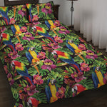 Watercolor Parrot Pattern Print Quilt Bed Set