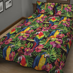 Watercolor Parrot Pattern Print Quilt Bed Set
