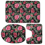 Watercolor Peony Pattern Print 3 Piece Bath Mat Set