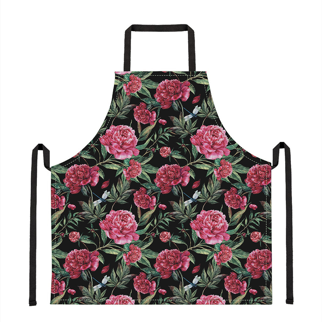 Watercolor Peony Pattern Print Apron