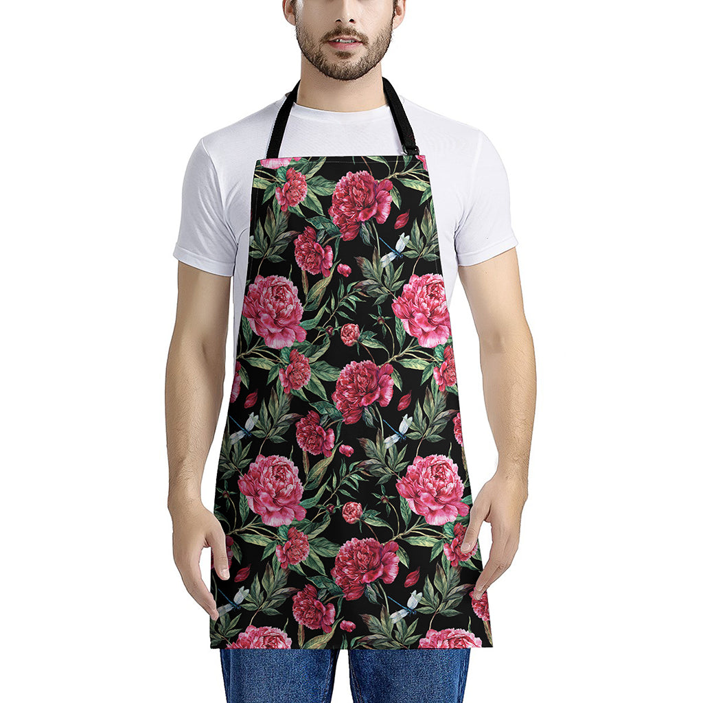 Watercolor Peony Pattern Print Apron