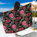 Watercolor Peony Pattern Print Beach Sarong Wrap