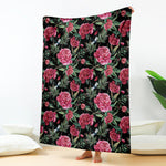 Watercolor Peony Pattern Print Blanket