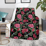 Watercolor Peony Pattern Print Blanket