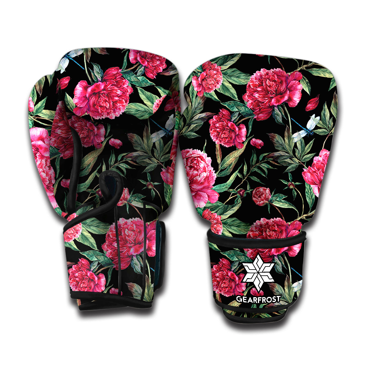 Watercolor Peony Pattern Print Boxing Gloves