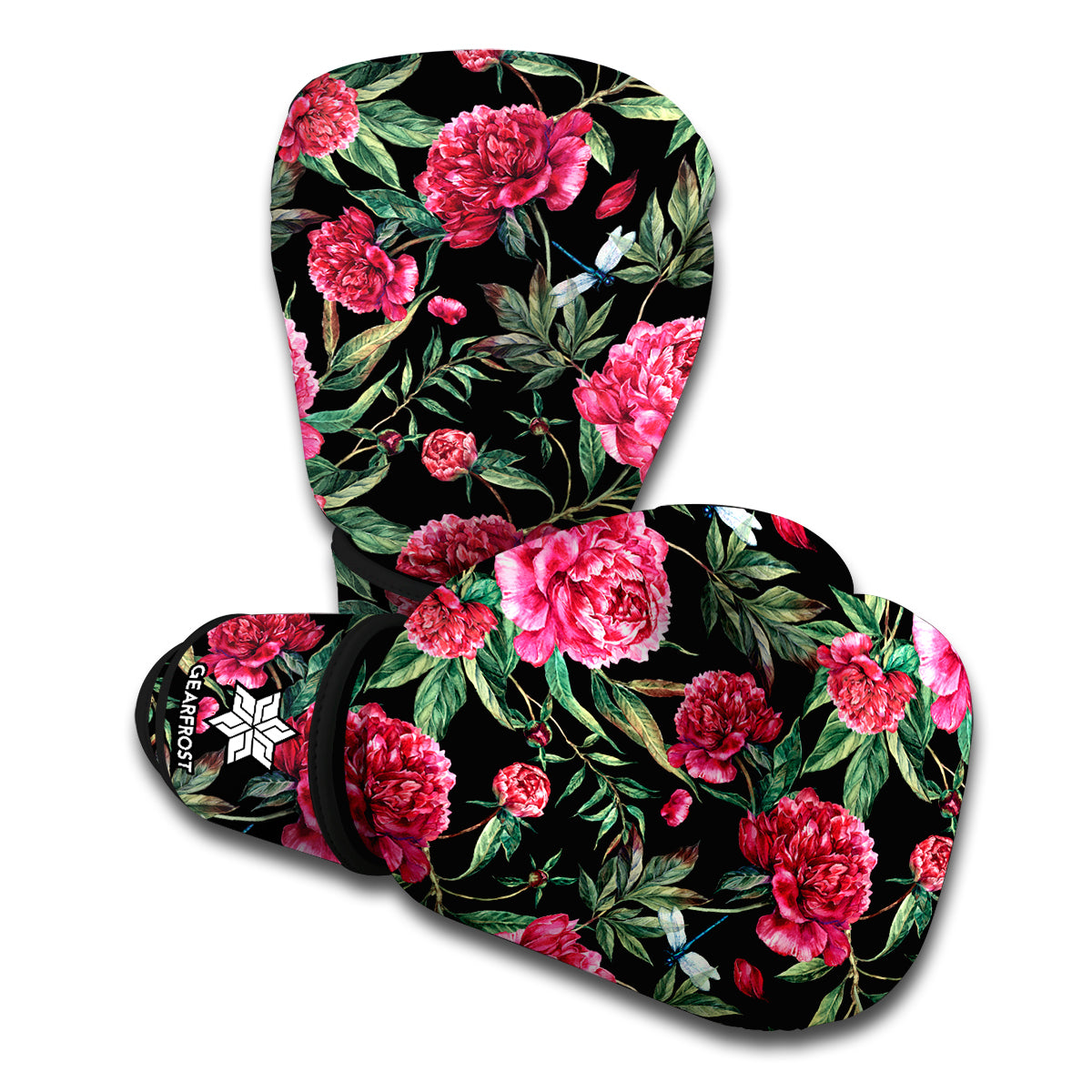 Watercolor Peony Pattern Print Boxing Gloves