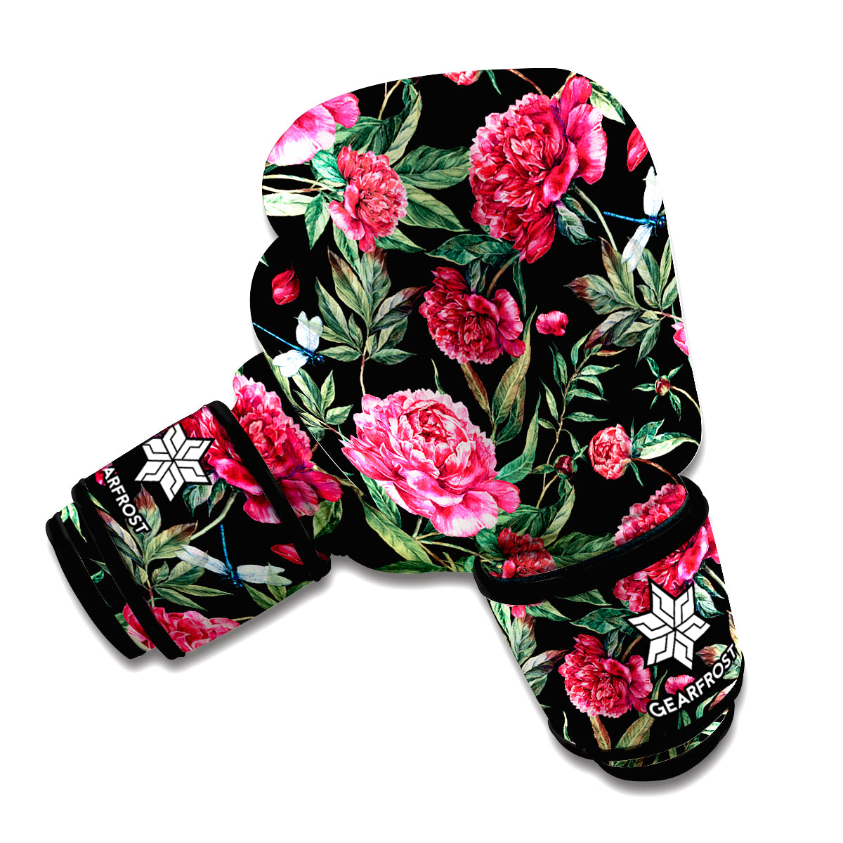 Watercolor Peony Pattern Print Boxing Gloves