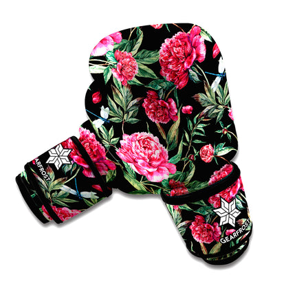 Watercolor Peony Pattern Print Boxing Gloves