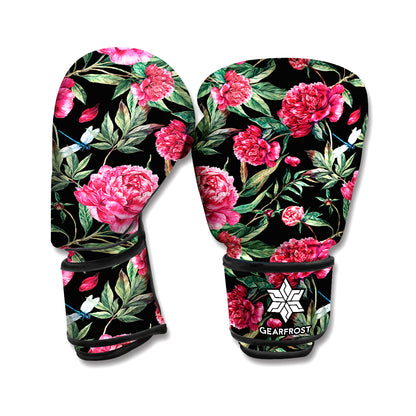 Watercolor Peony Pattern Print Boxing Gloves