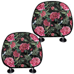 Watercolor Peony Pattern Print Car Headrest Covers