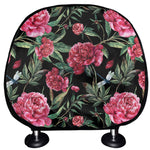 Watercolor Peony Pattern Print Car Headrest Covers