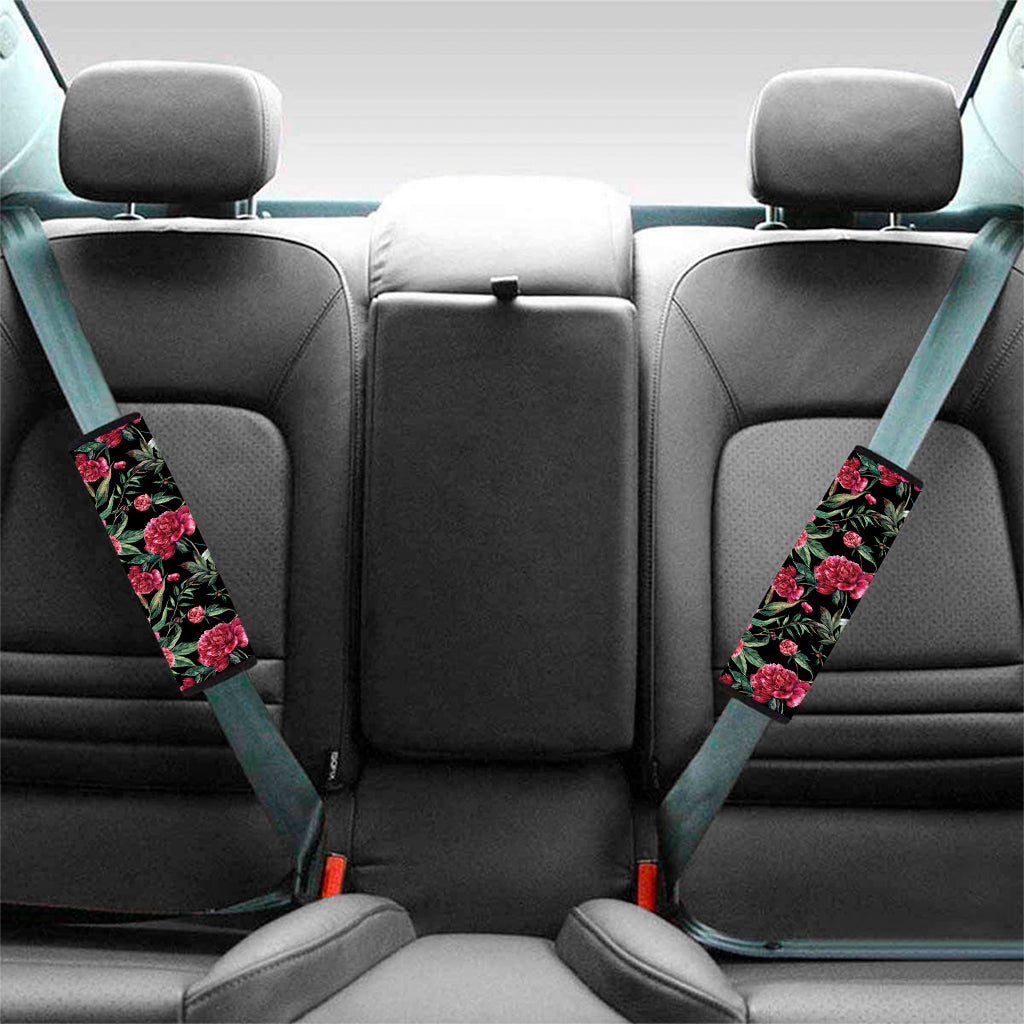 Watercolor Peony Pattern Print Car Seat Belt Covers
