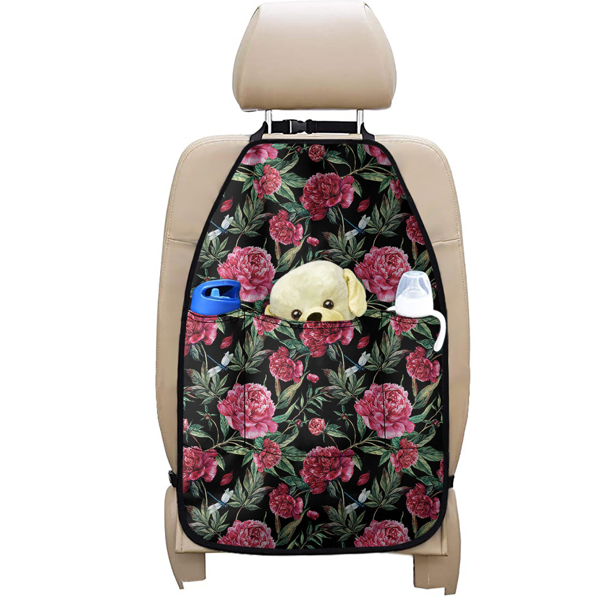 Watercolor Peony Pattern Print Car Seat Organizers