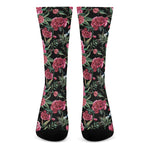 Watercolor Peony Pattern Print Crew Socks