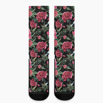 Watercolor Peony Pattern Print Crew Socks