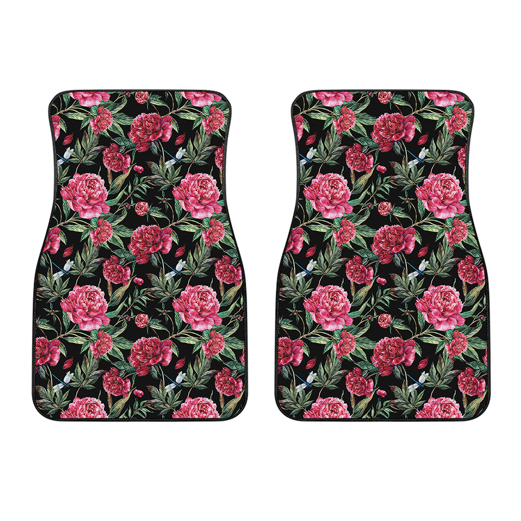 Watercolor Peony Pattern Print Front Car Floor Mats