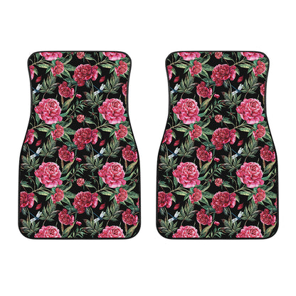Watercolor Peony Pattern Print Front Car Floor Mats