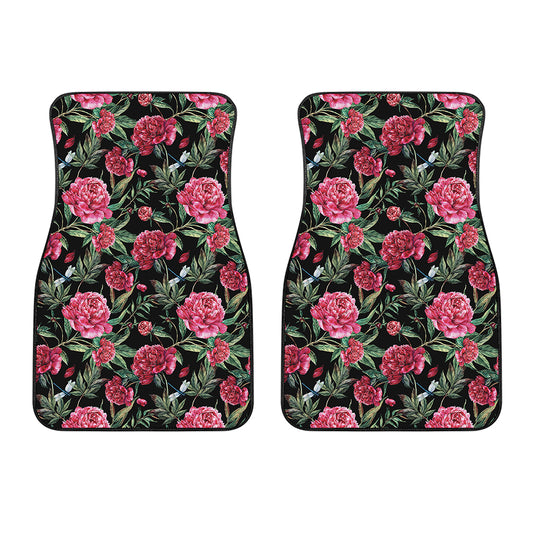 Watercolor Peony Pattern Print Front Car Floor Mats