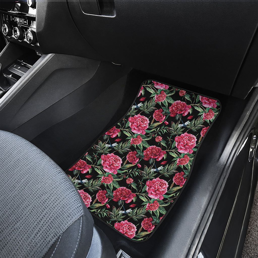 Watercolor Peony Pattern Print Front Car Floor Mats