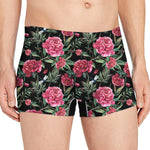 Watercolor Peony Pattern Print Men's Boxer Briefs