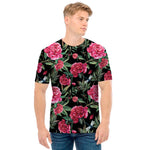 Watercolor Peony Pattern Print Men's T-Shirt