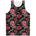 Watercolor Peony Pattern Print Men's Tank Top