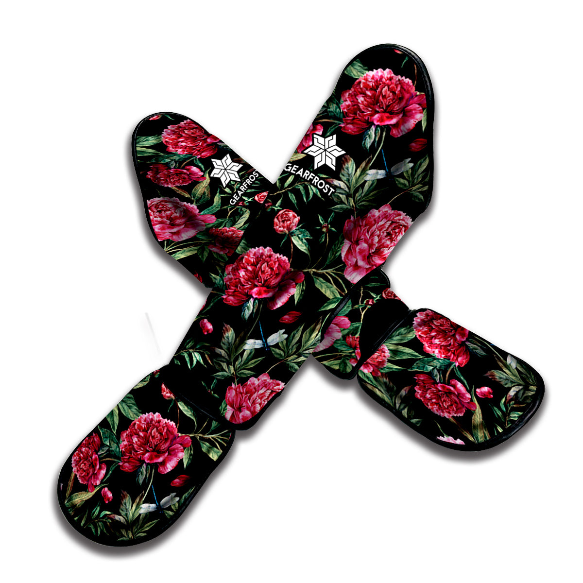 Watercolor Peony Pattern Print Muay Thai Shin Guard