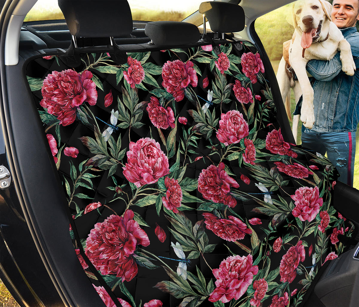 Watercolor Peony Pattern Print Pet Car Back Seat Cover
