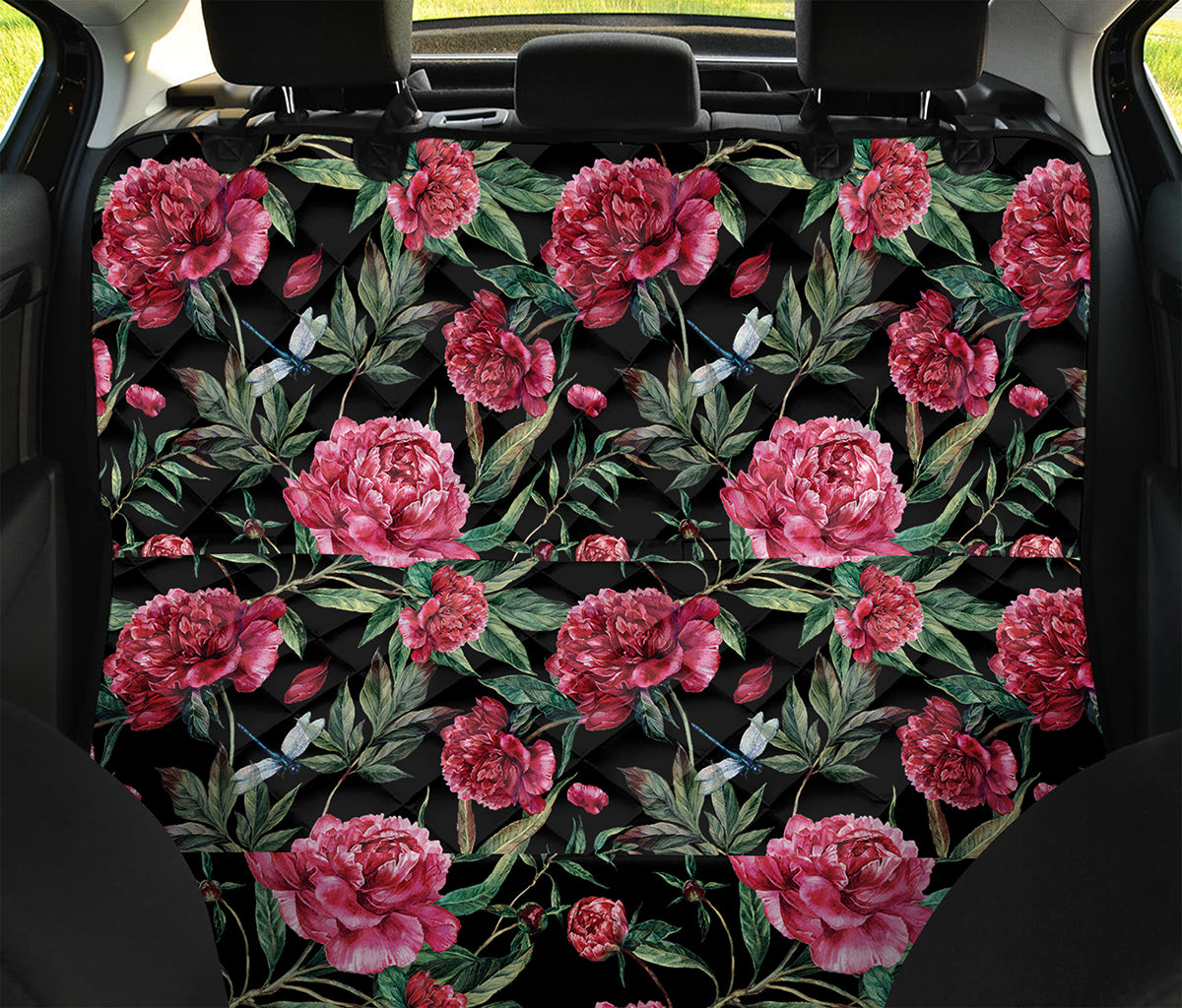 Watercolor Peony Pattern Print Pet Car Back Seat Cover