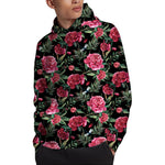 Watercolor Peony Pattern Print Pullover Hoodie